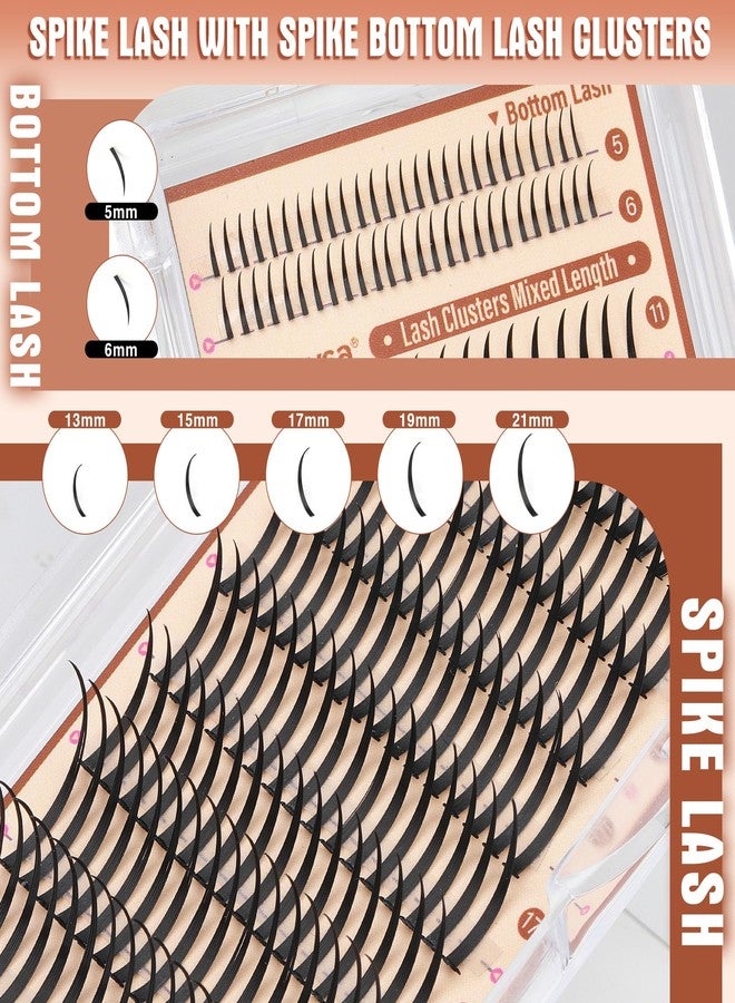 Focipeysa Spike Clusters Eyelashes with Bottom Lashes 11-21mm Clusters Lash Extensions Manga Premade Fan Eyelashes Extensions Wispy Eyelashes Extension Cluster Get Salon Effect - Image 3